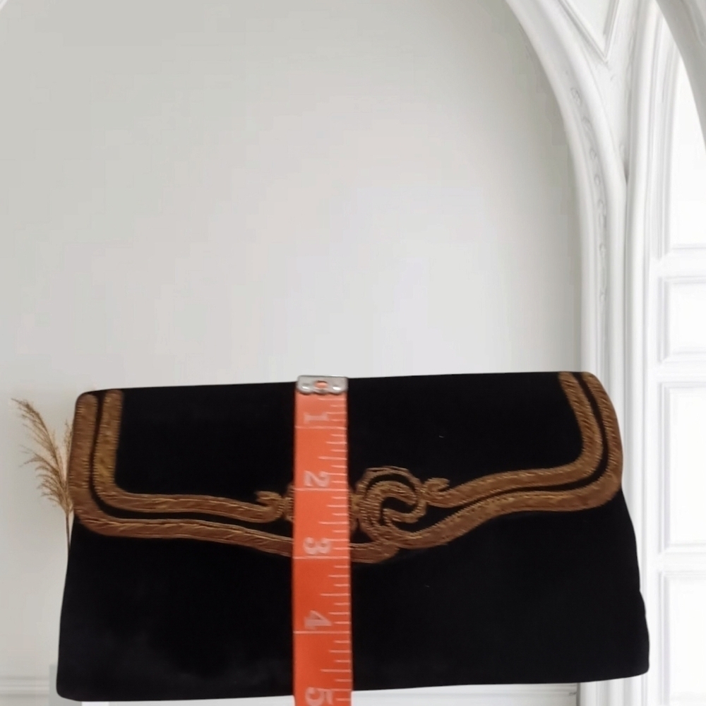 Kane-m Black Velour Evening Clutch Bag Embroidery - Picture 12 of 16